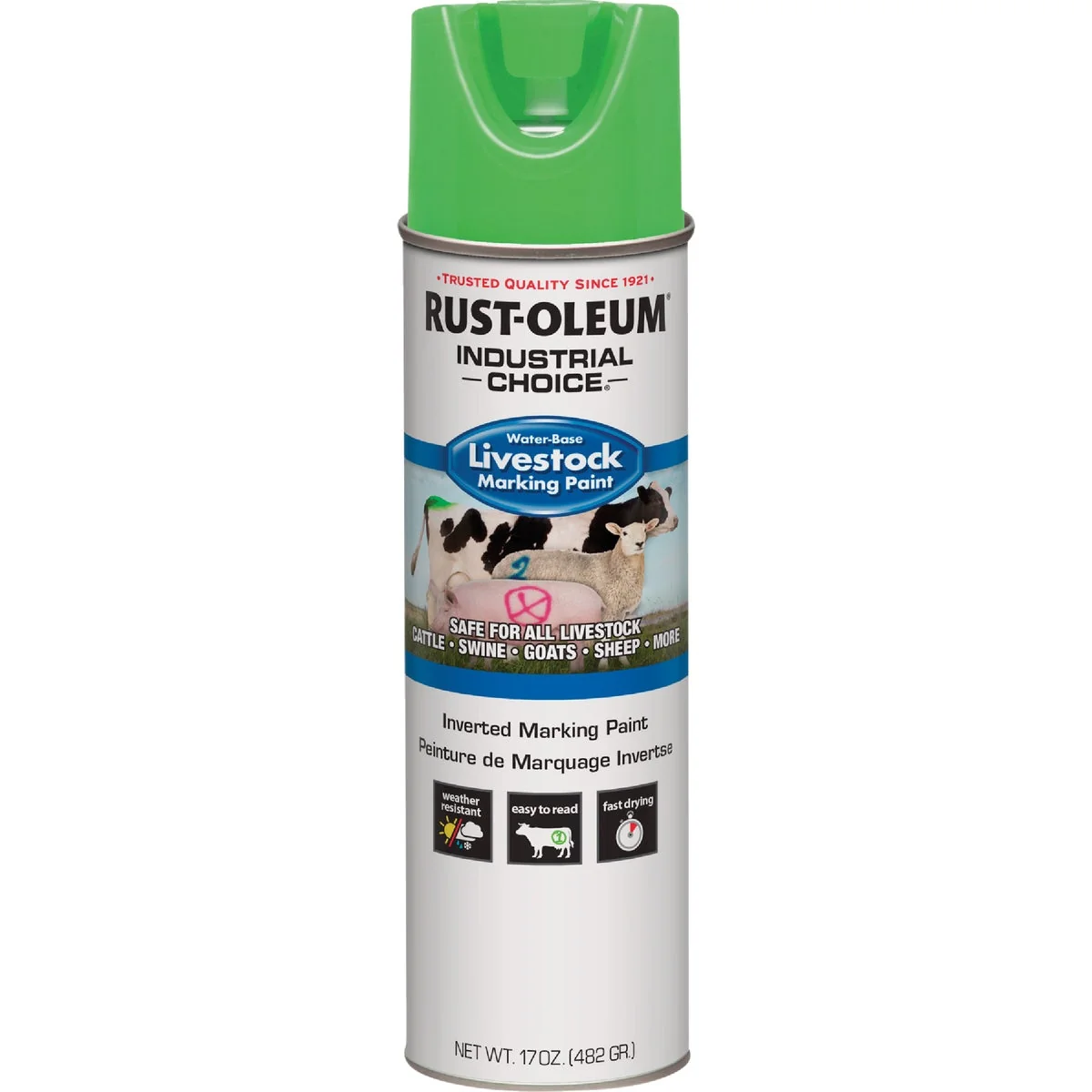Relaxed Rust-Oleum Industrial Choice 17 Oz. Fluorescent Green Livestock Marking Paint Next-Generation