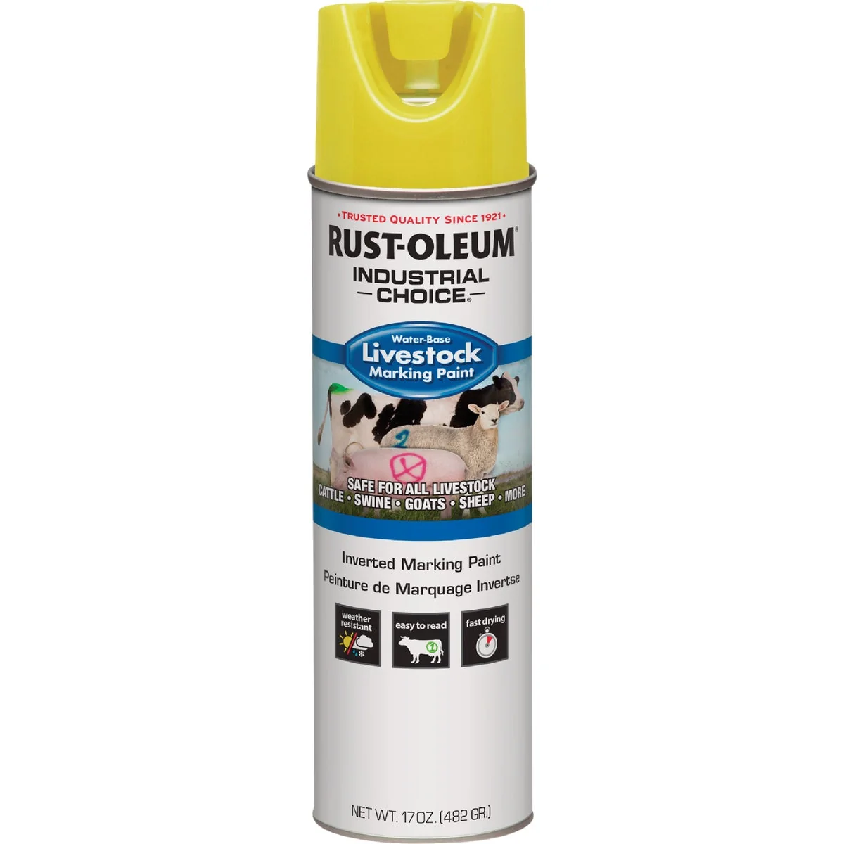 Innovative Rust-Oleum Industrial Choice 17 Oz. Fluorescent Yellow Livestock Marking Paint Functional