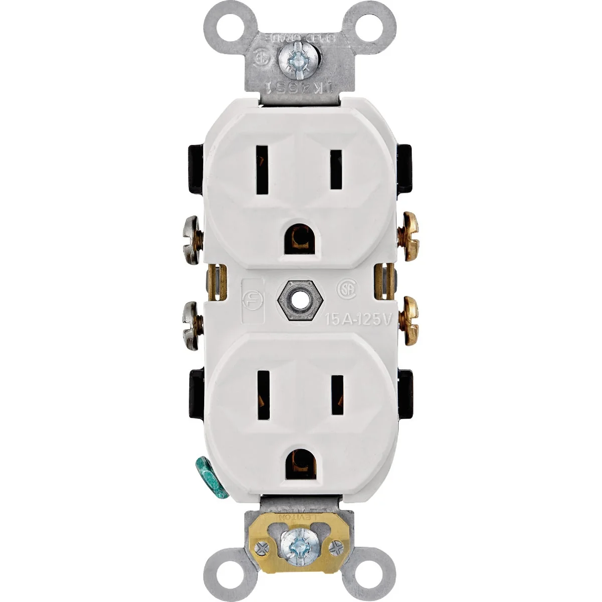 Contemporary Leviton 15A White Commercial Grade 5-15R Combination Side Back Wire Duplex Outlet Classic