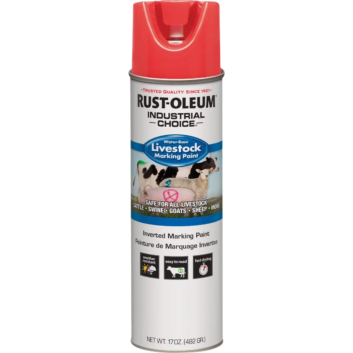 Excellent Rust-Oleum Industrial Choice 17 Oz. Fluorescent Red Livestock Marking Paint High-Performance