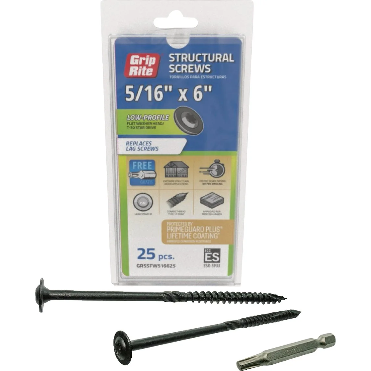 High-Grade Grip-Rite PrimeGuard Plus 5 16 In. x 6 In. Flat Washer Head Structure Screw 25-Count Professional