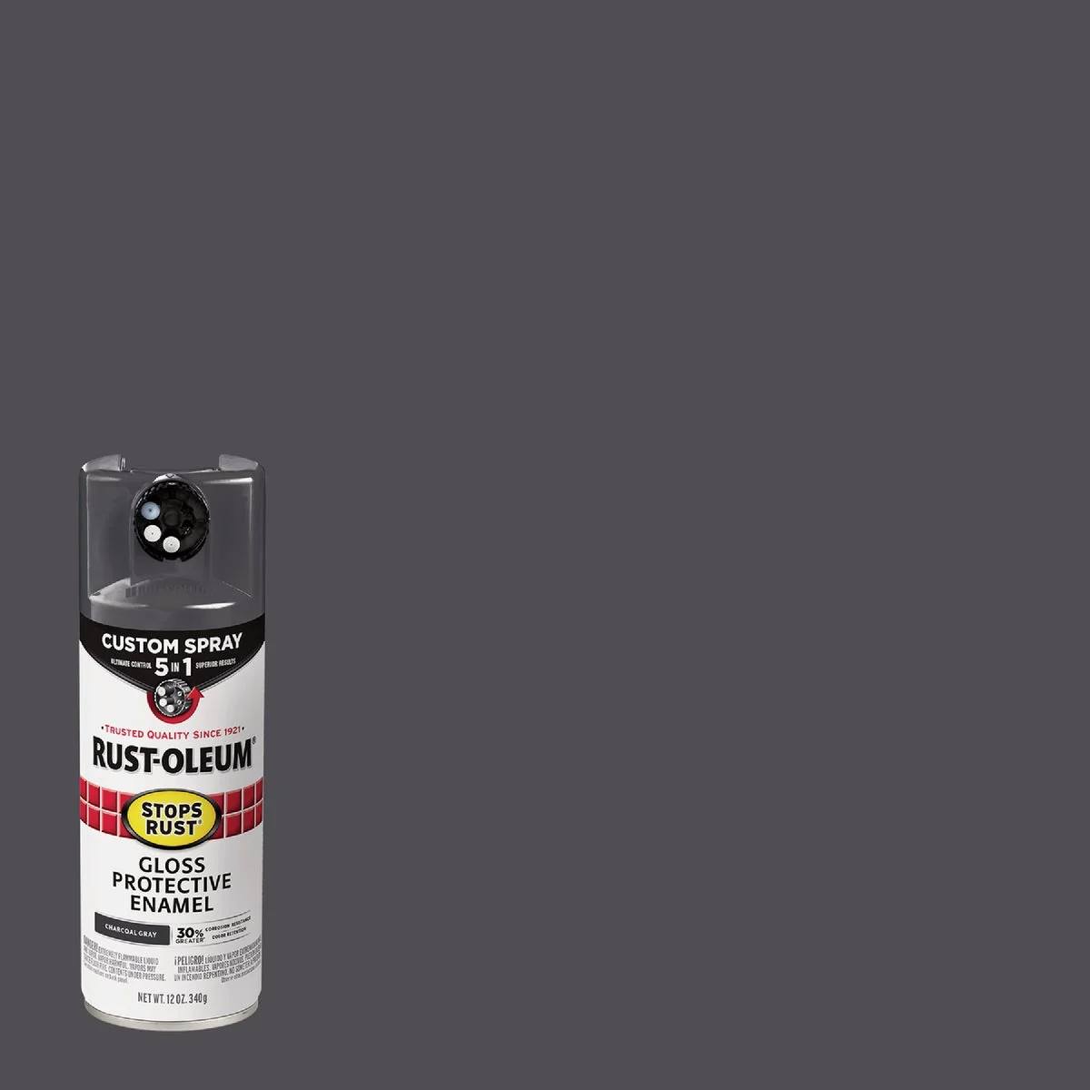 Long-Lasting Rust-Oleum Stops Rust 12 Oz. Custom Spray 5 in 1 Gloss Spray Paint Charcoal Gray High-Performance