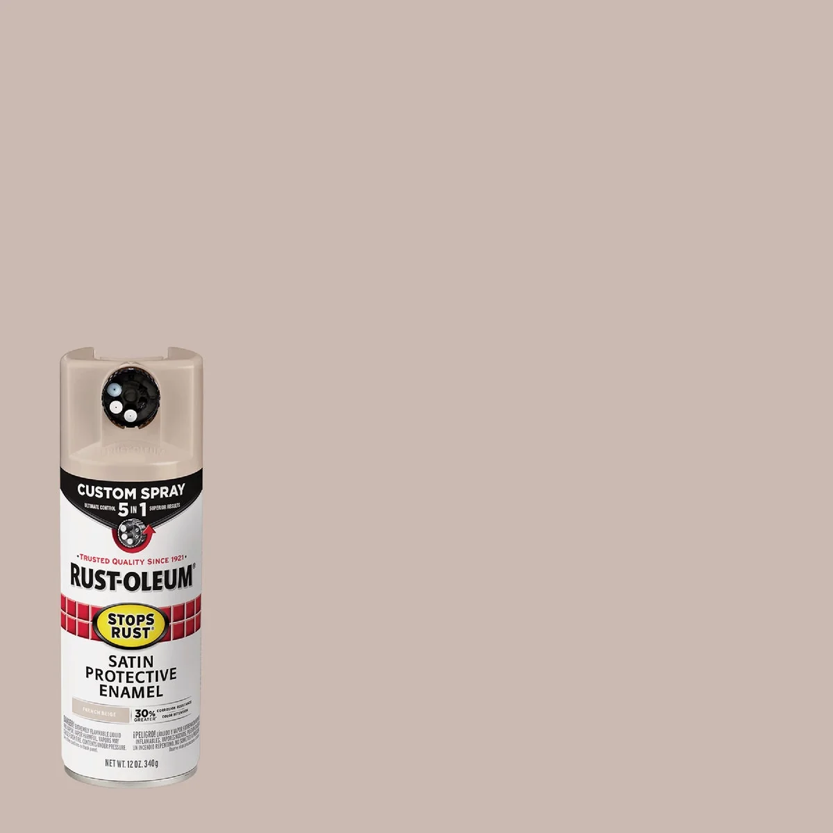 Functional Rust-Oleum Stops Rust 12 Oz. Custom Spray 5 in 1 Satin Spray Paint French Beige Smooth