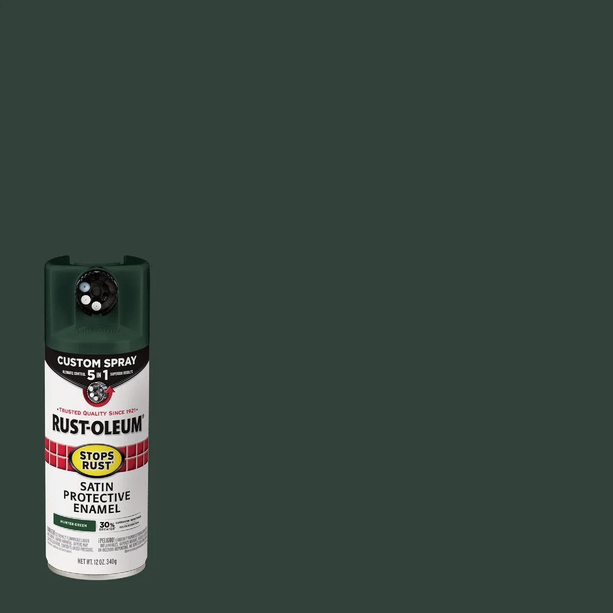 Practical Rust-Oleum Stops Rust 12 Oz. Custom Spray 5 in 1 Satin Spray Paint Hunter Green Enhanced