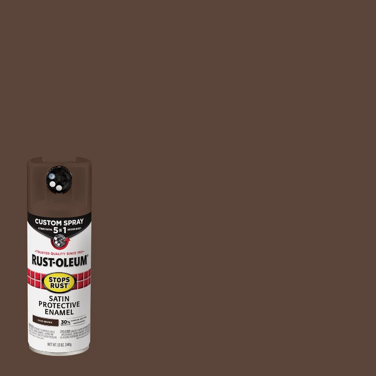 Genuine Rust-Oleum Stops Rust 12 Oz. Custom Spray 5 in 1 Satin Spray Paint Dark Brown Exclusive