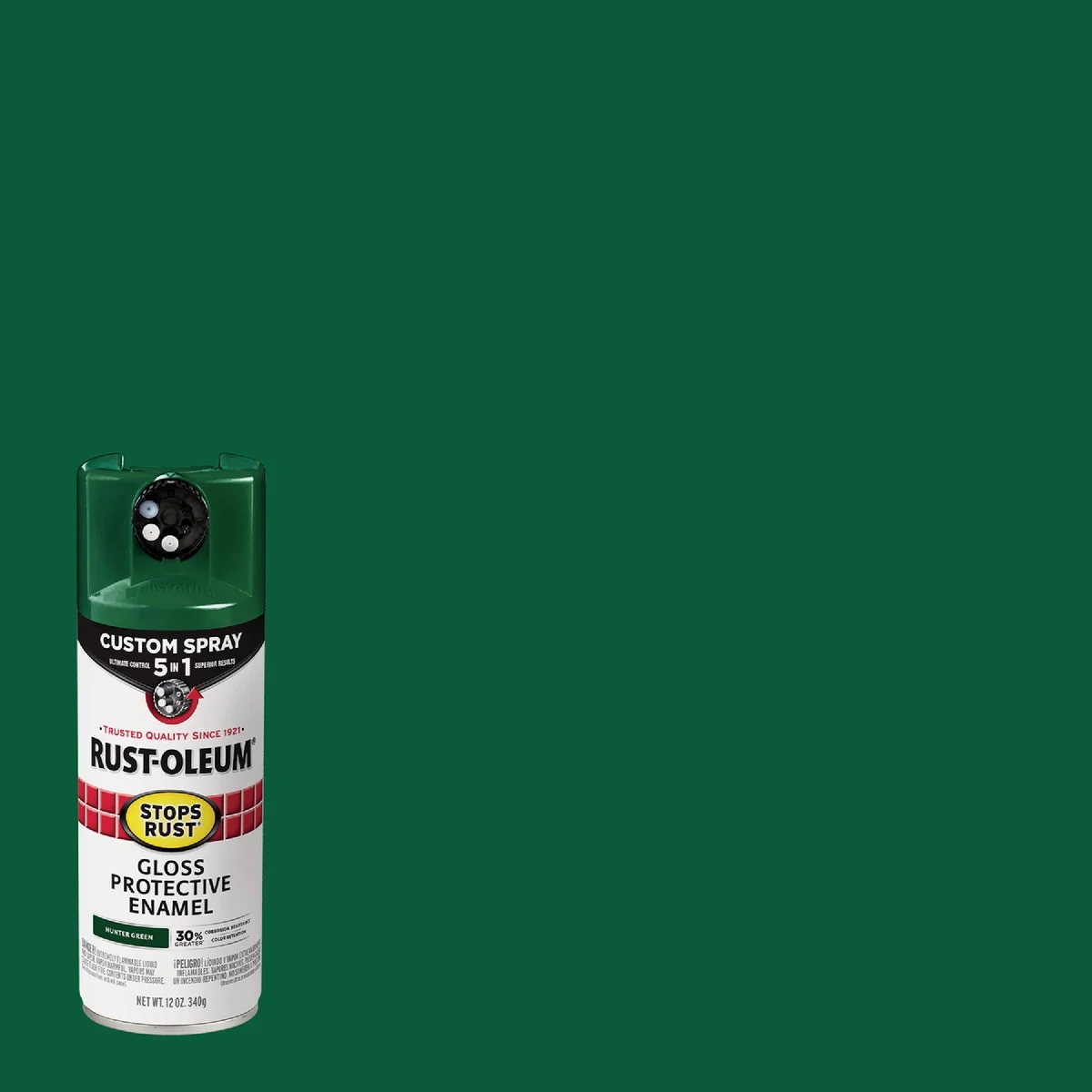 Smooth Rust-Oleum Stops Rust 12 Oz. Custom Spray 5 in 1 Gloss Spray Paint Hunter Green Premium Material
