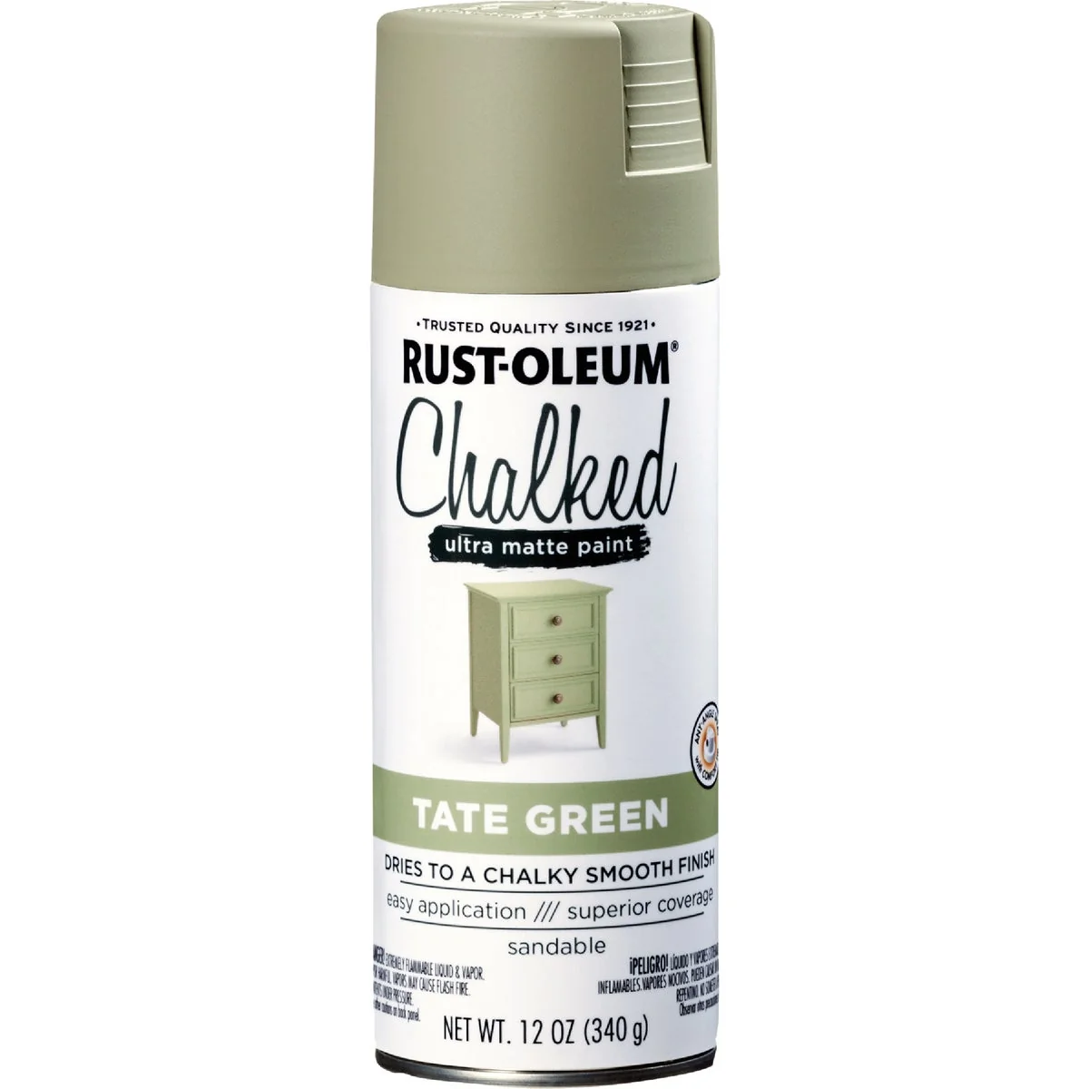 Traditional Rust-Oleum Chalked 12 Oz. Ultra Matte Spray Paint Tate Green Superior