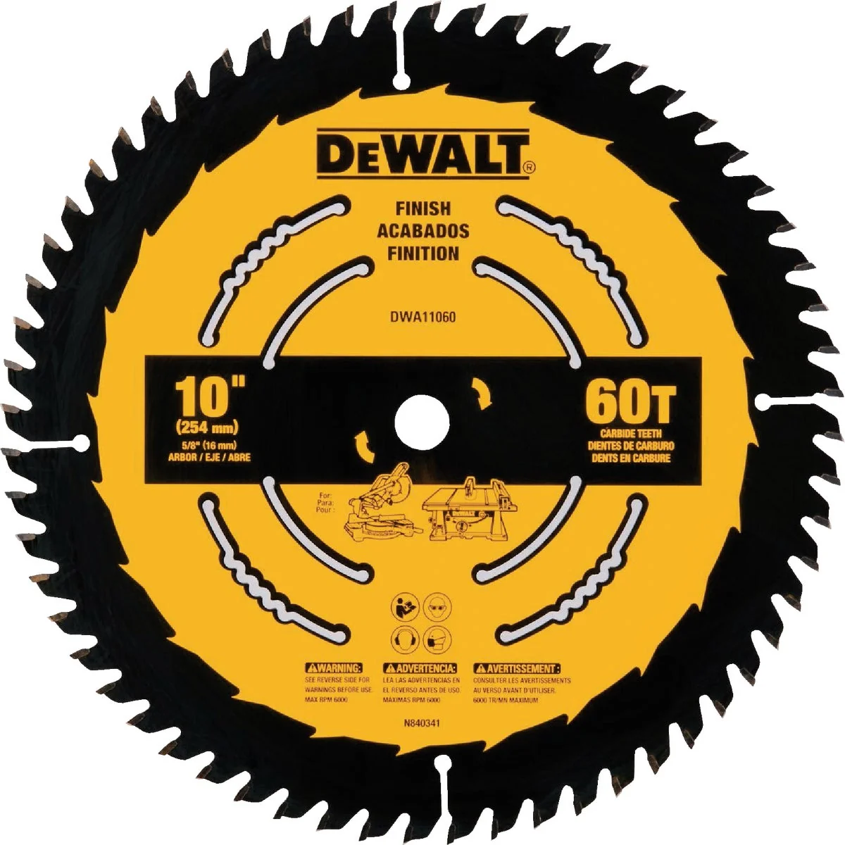 Original Design DEWALT 10 In. 60-Tooth Finish Circular Saw Blade High-Quality