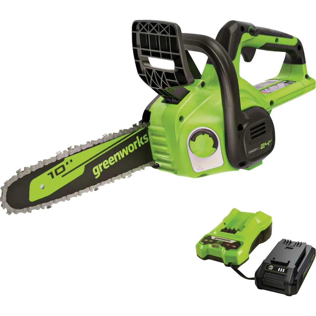 Trusted Greenworks 24V 10 In. Cordless Battery Chainsaw with 2.0 Ah USB Battery Charger Safe