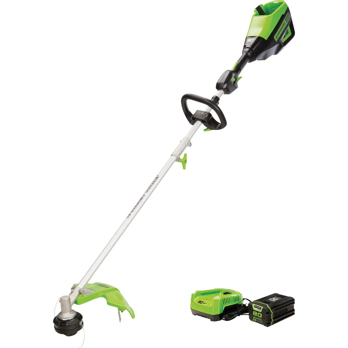 Breathable Greenworks 80V 16 In. Cordless Attachment Capable Battery String Trimmer w 2.5 Ah Battery Charger Durable