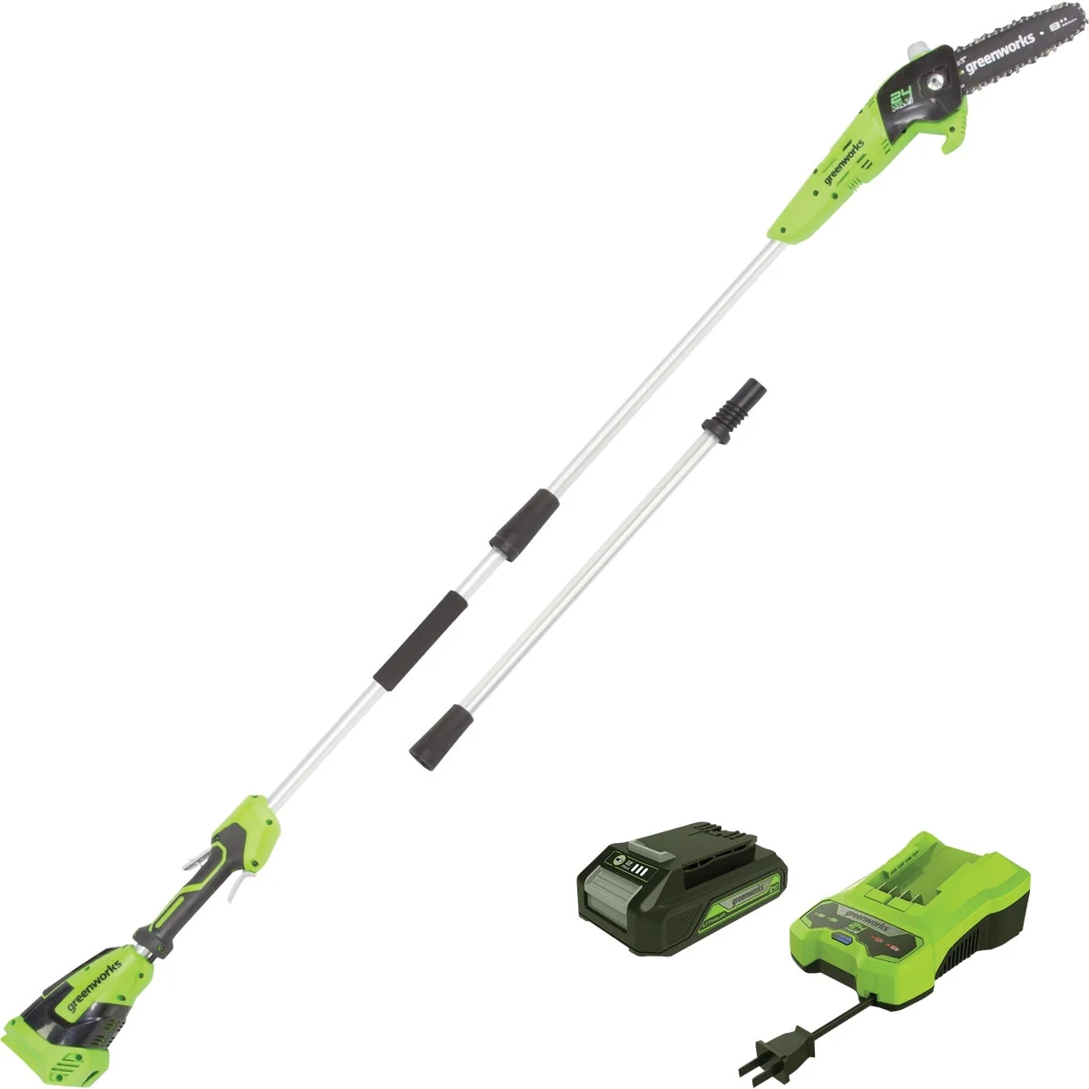 Quality Greenworks 24V 8 In. Pole Saw with 2.0 Ah Battery Charger Breathable