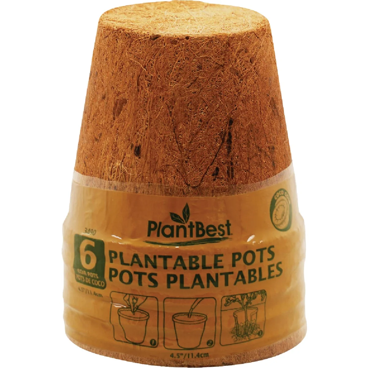 Reusable Plant 4.5 In. Coconut Coir Plantable Pot 6-Pack Expertly Made