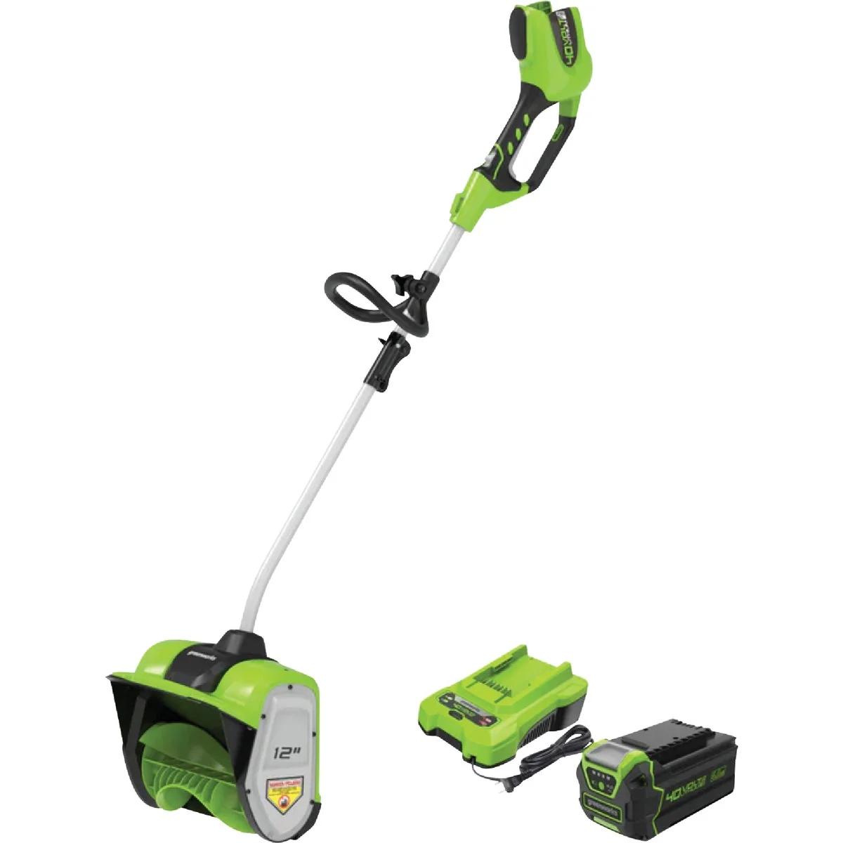 Unique Greenworks 40V 12 In. Cordless Snow Shovel with 4.0 Ah Battery and Charger Natural