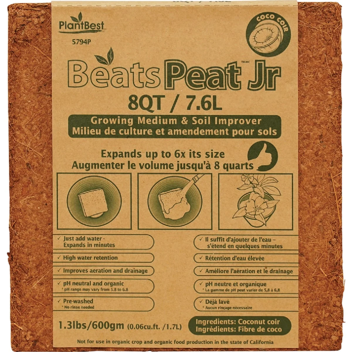 Advanced Plant BeatsPeat Jr. 0.3 Cu. Ft. Coconut Coir Genuine