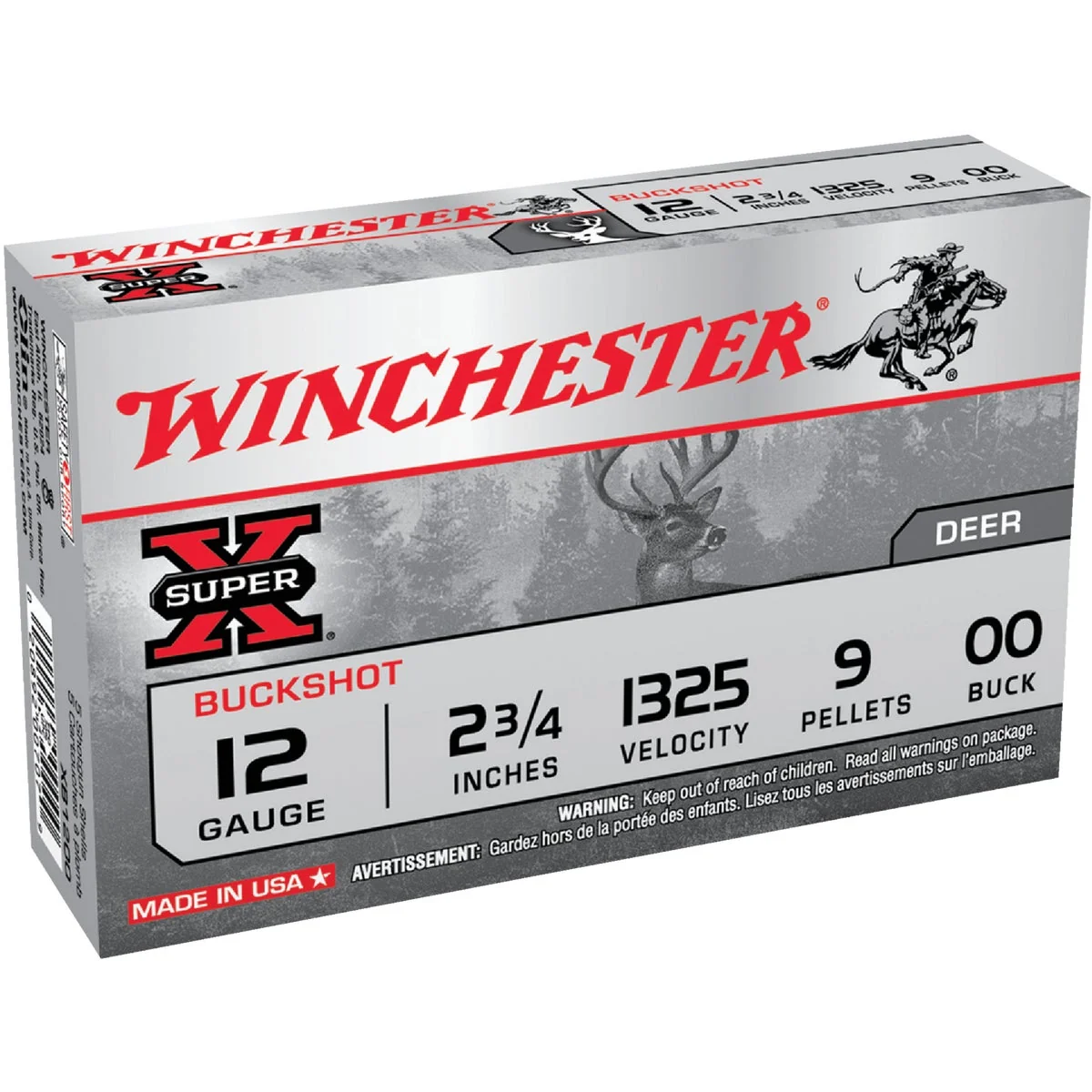 Premium Material Winchester Super X 12 ga 2-3 4 In. 00 Buck 9 Pellets Buckshot Ammunition Fine Crafted