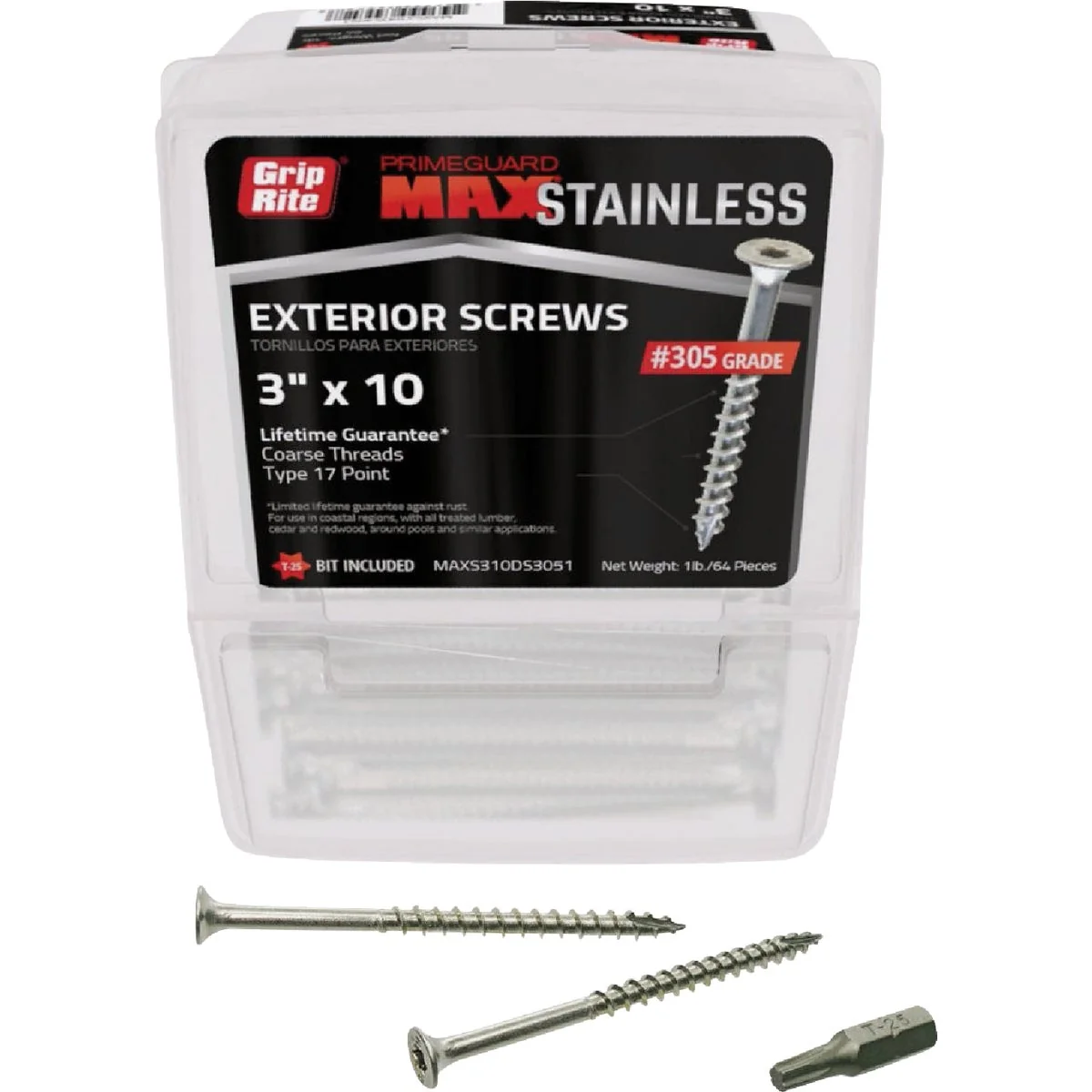 Next-Generation Grip-Rite Max 3 In. T17 ST25 305 Stainless Steel Deck Screw 1 Lb. Refined