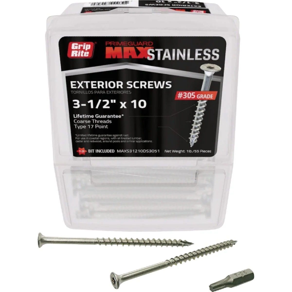 Stylish Grip-Rite Max 3-1 2 In. T17 ST25 305 Stainless Steel Deck Screw 1 Lb. Authentic
