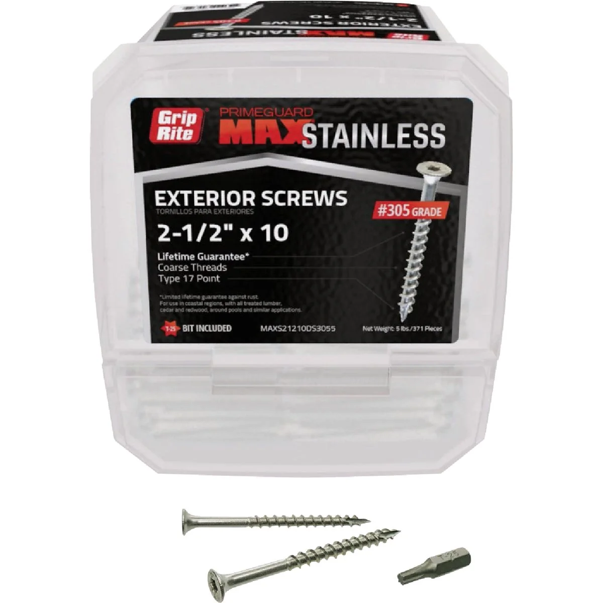 Crafted Grip-Rite Max 2-1 2 In. T17 ST25 305 Stainless Steel Deck Screw 5 Lb. Flexible