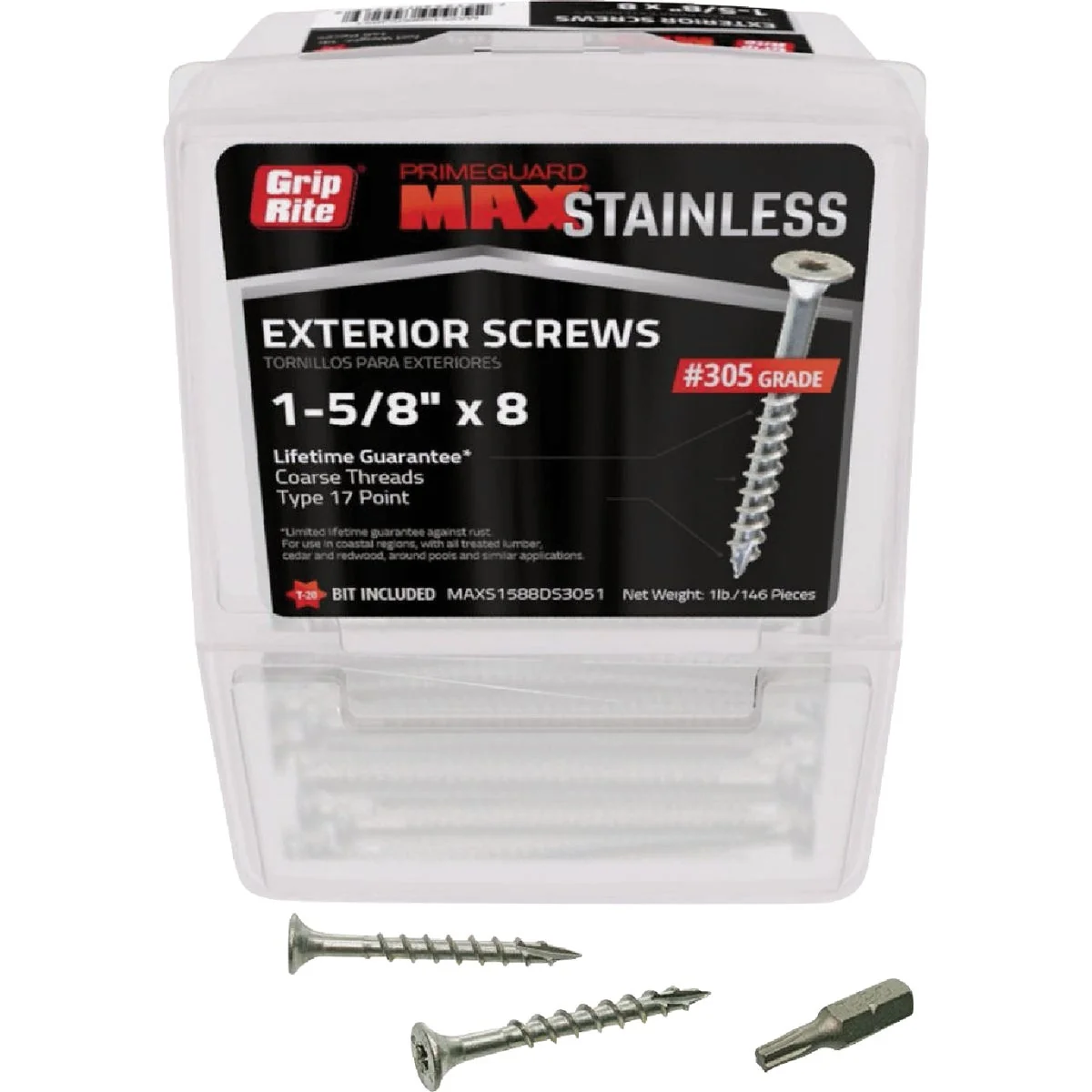 Elegant Grip-Rite Max 1-5 8 In. T17 ST20 305 Stainless Steel Deck Screw 1 Lb. Lightweight