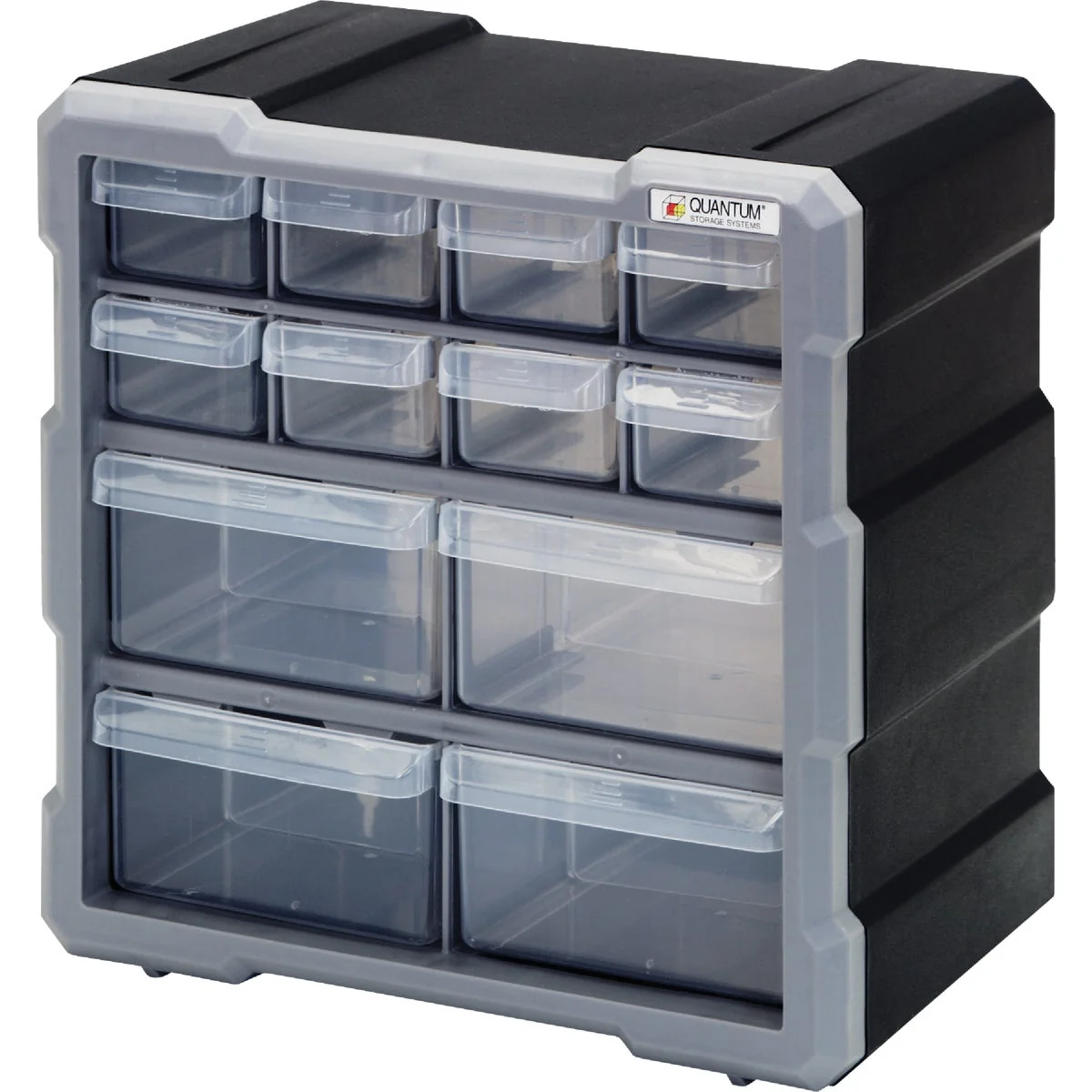 Versatile Quantum Storage 12-Drawer Clear Plastic Parts Drawer Cabinet User-Friendly
