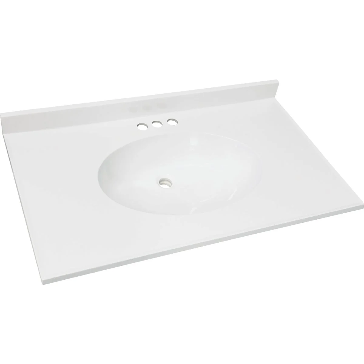 Reusable CraftMark 31 In. x 22 In. Cultured Marble Solid High Gloss White Vanity Top with Round Bowl Fine Crafted