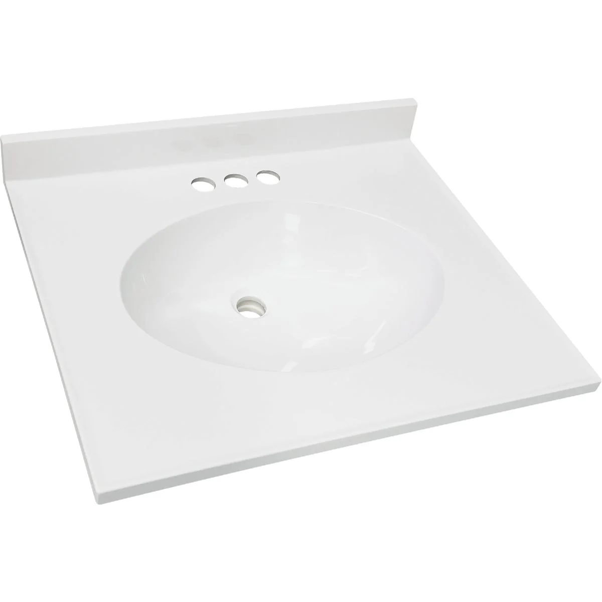 Casual CraftMark 19 In. x 17 In. Cultured Marble Solid High Gloss White Vanity Top with Round Bowl Original