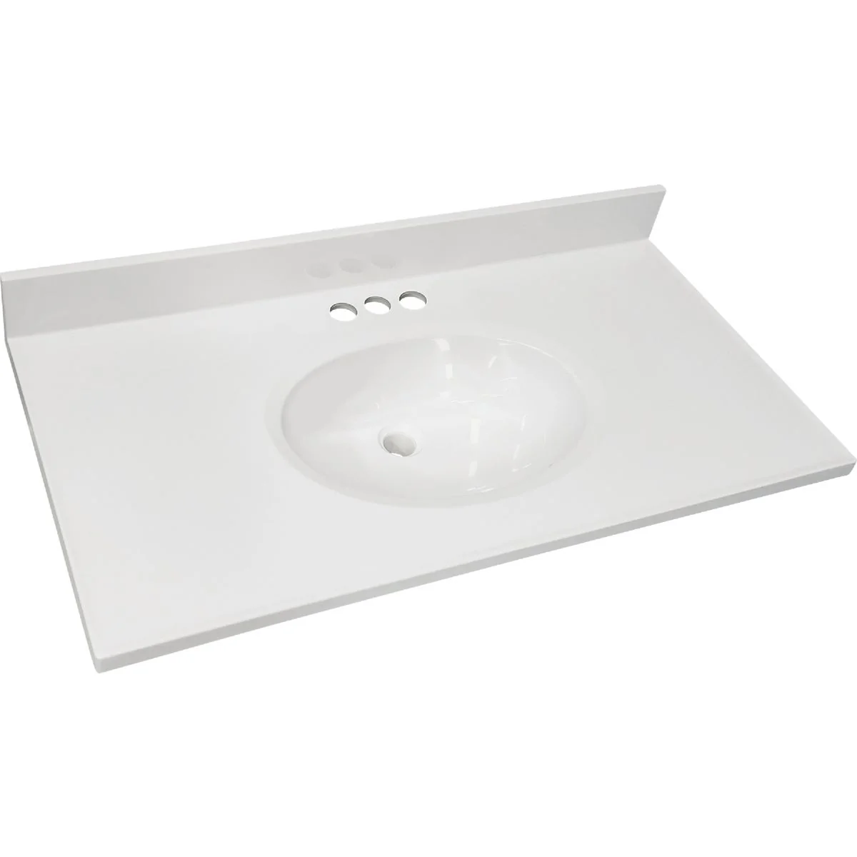 Exceptional CraftMark 49 In. x 22 In. Cultured Marble Solid High Gloss White Vanity Top with Round Bowl Trendy