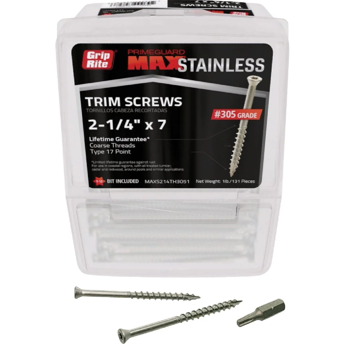 Proven Grip-Rite Max 2-1 4 In. T17 ST15 305 Stainless Steel Trim Screw 1 Lb. Breathable