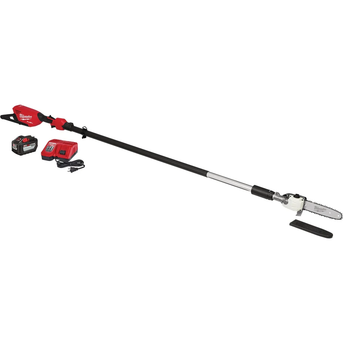 Long-Lasting Milwaukee M18 FUEL Brushless 10 In. Telescoping Cordless Pole Saw Kit with 12.0 Ah Battery Charger World-Class