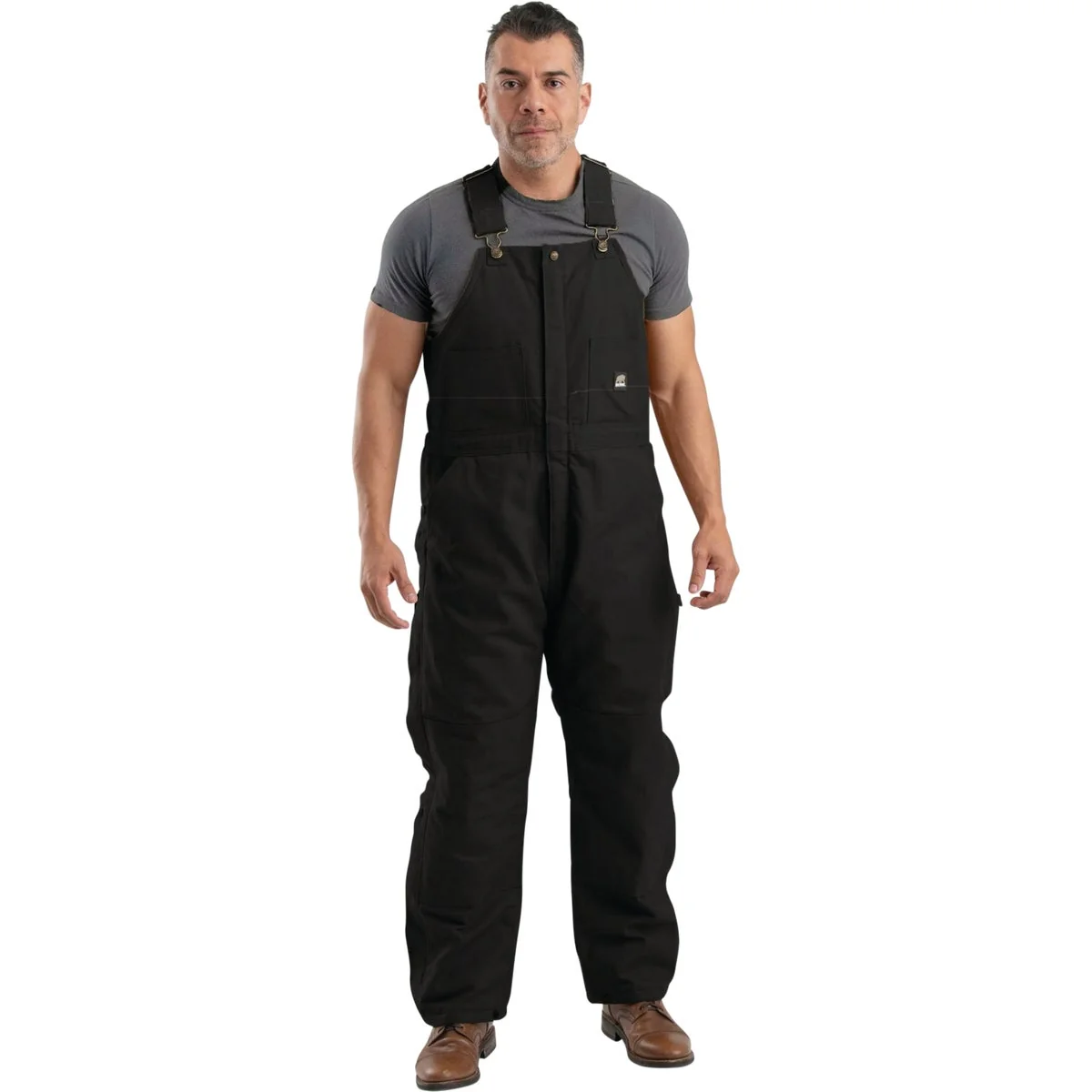 Detailed Berne Men’s Large Black Heritage Insulated Duck Bib Overalls High-End