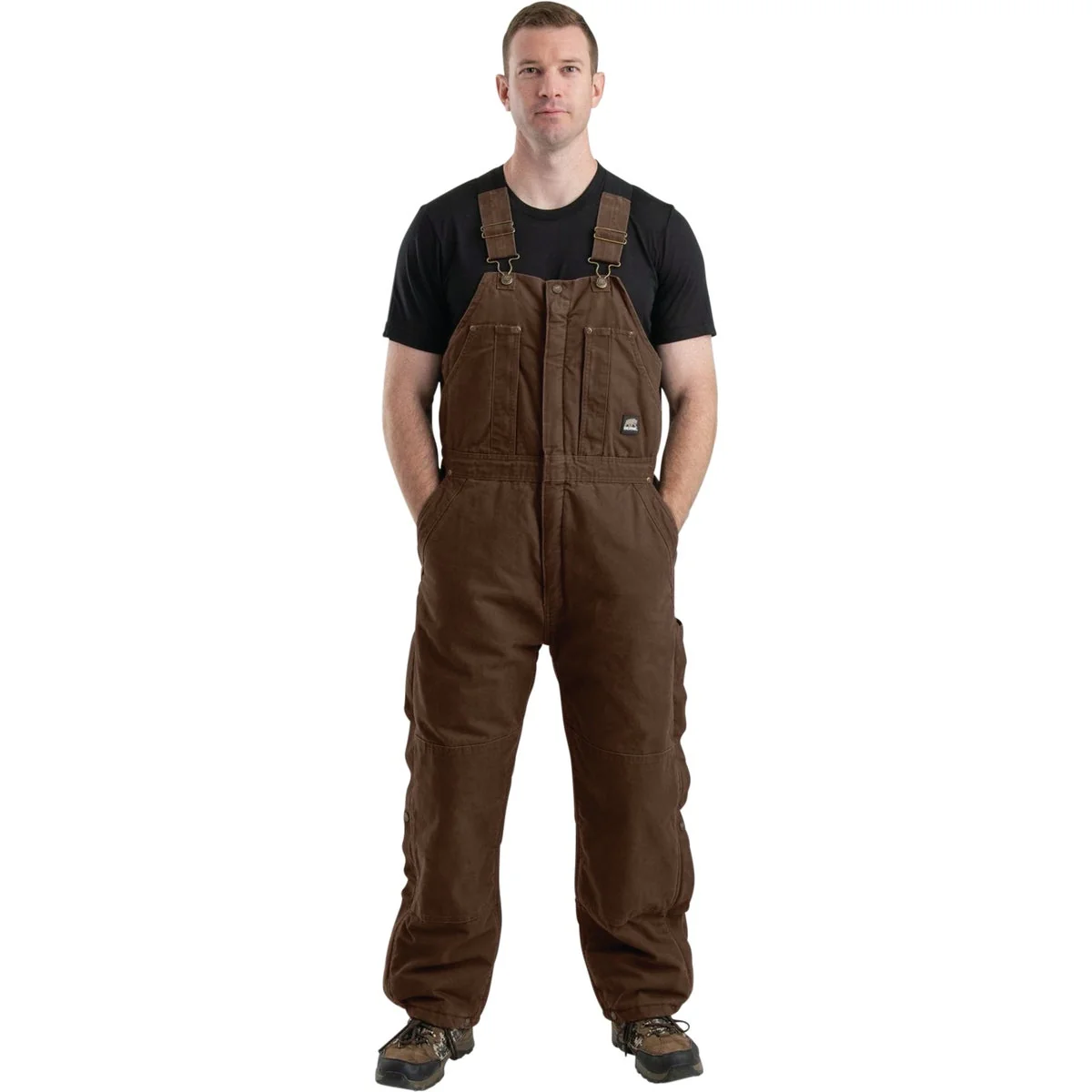 Next-Generation Berne Men’s Medium Bark Heartland Insulated Washed Duck Bib Overalls Solid