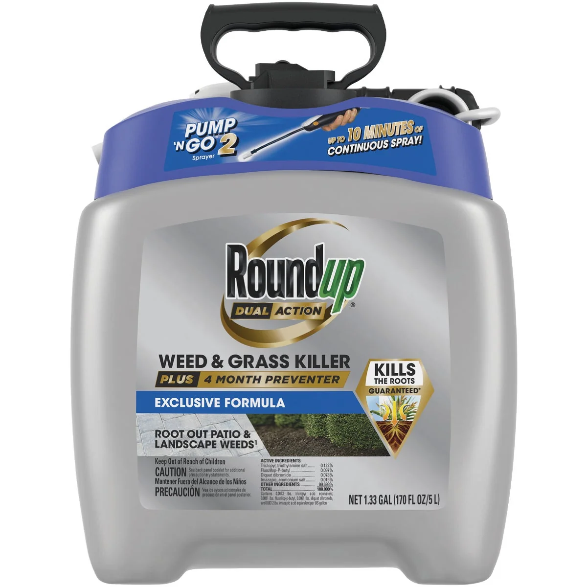Soft Roundup Dual Action Pump ‘N Go 1.33 Gal. Wand Sprayer Weed Grass Killer Prestigious