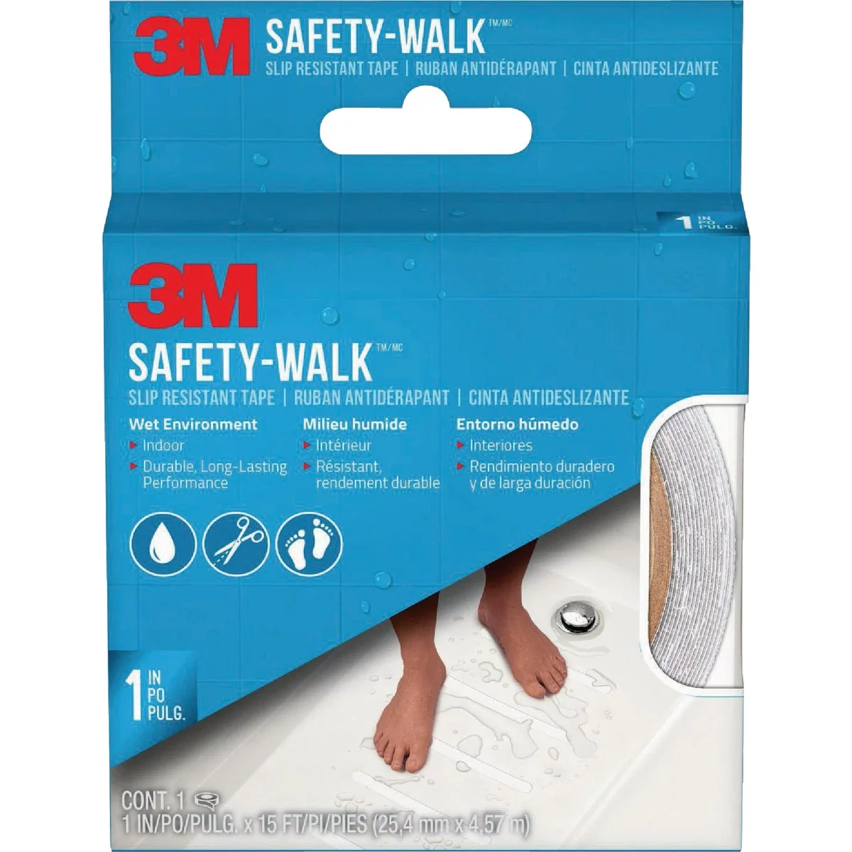 Original 3M Safety-Walk Slip Resistant Tape 1 In. x 15 Ft. White Long-Lasting