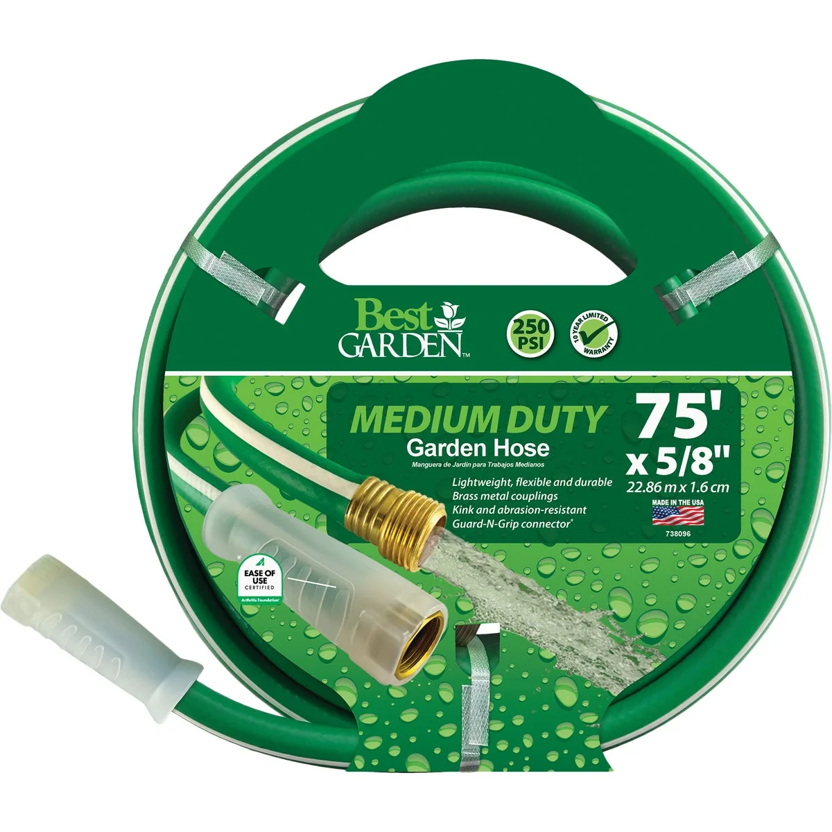 Professional Garden 5 8 In. Dia. x 75 Ft. L. Medium-Duty Vinyl Garden Hose W Guard-N-Grip Expertly Made