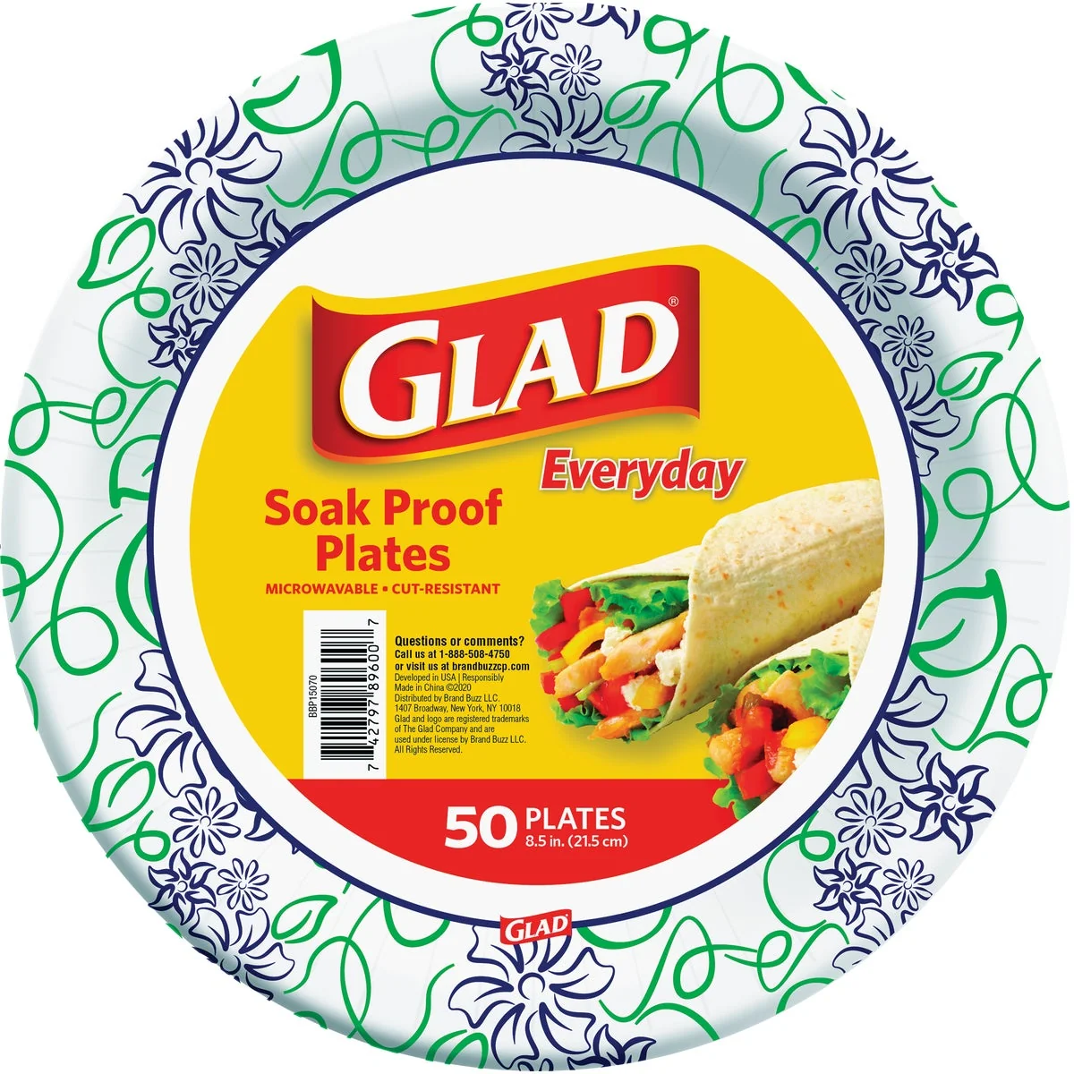 High-Quality Glad Everyday 8.5 In. Whimsical Floral Round Paper Plates 50-Count Modern