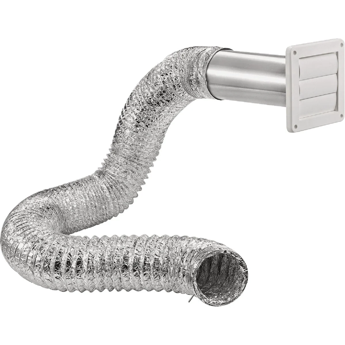 Refined Lambro 4 In. x 8 Ft. Air Connector White Louvered Exhaust Through-Wall Bath Fan Vent Kit 6-Piece Exclusive