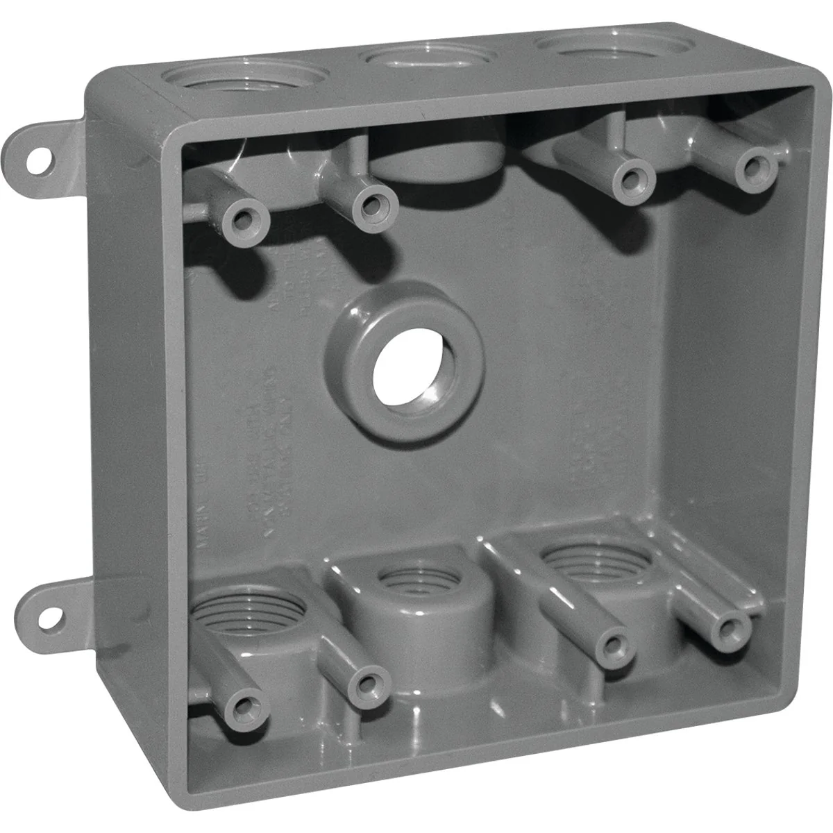 Smart Southwire Dual Gang 3 1 2 In. 4 3 4 In. 7-Hole Gray Weatherproof PVC Junction Box Top-Quality