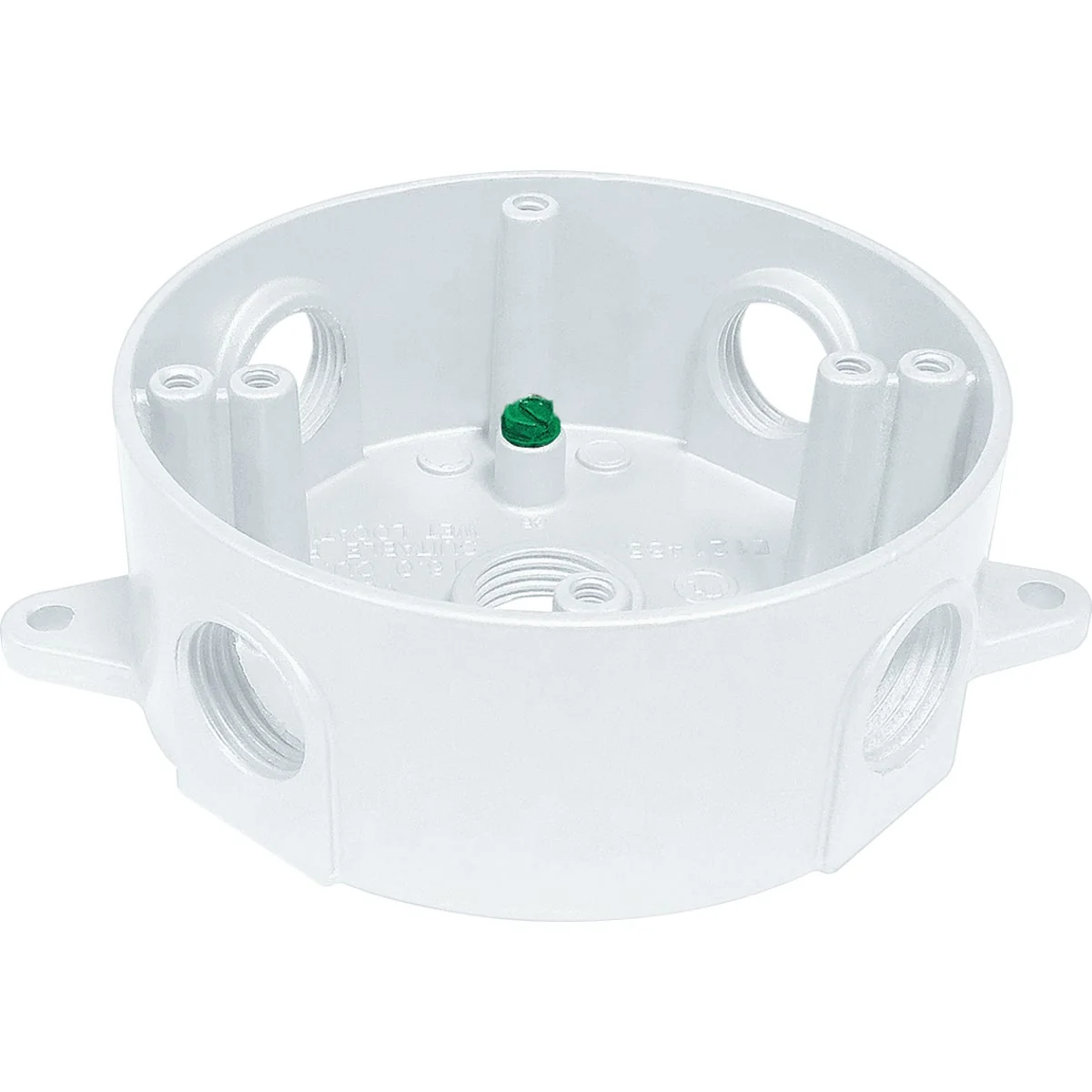 Stylish Southwire 4 In. Dia. 1 2 In. 5-Outlet White Weatherproof Round Box Exceptional