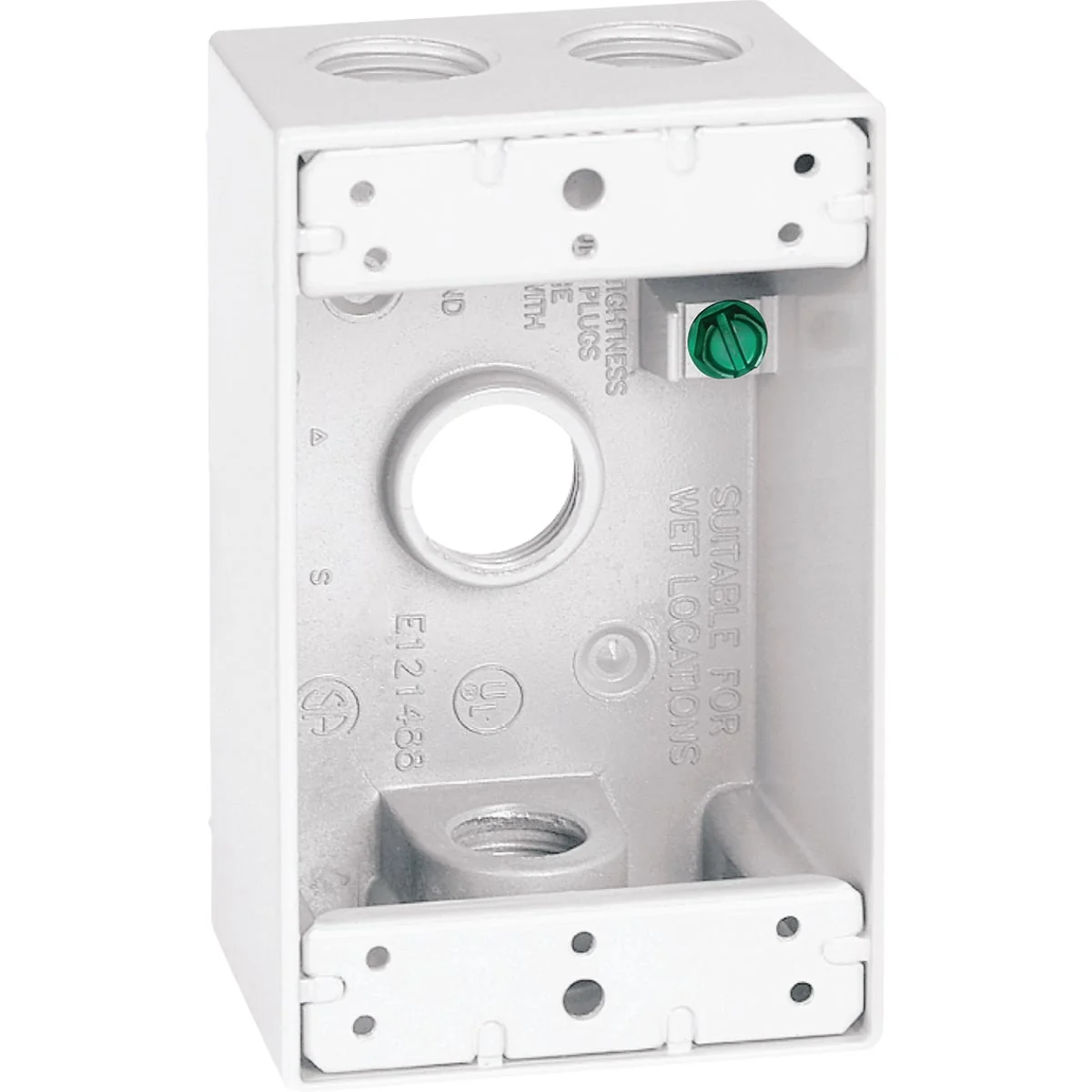 Authentic Southwire Single Gang 1 2 In. 4-Hole White Weatherproof Junction Box Natural