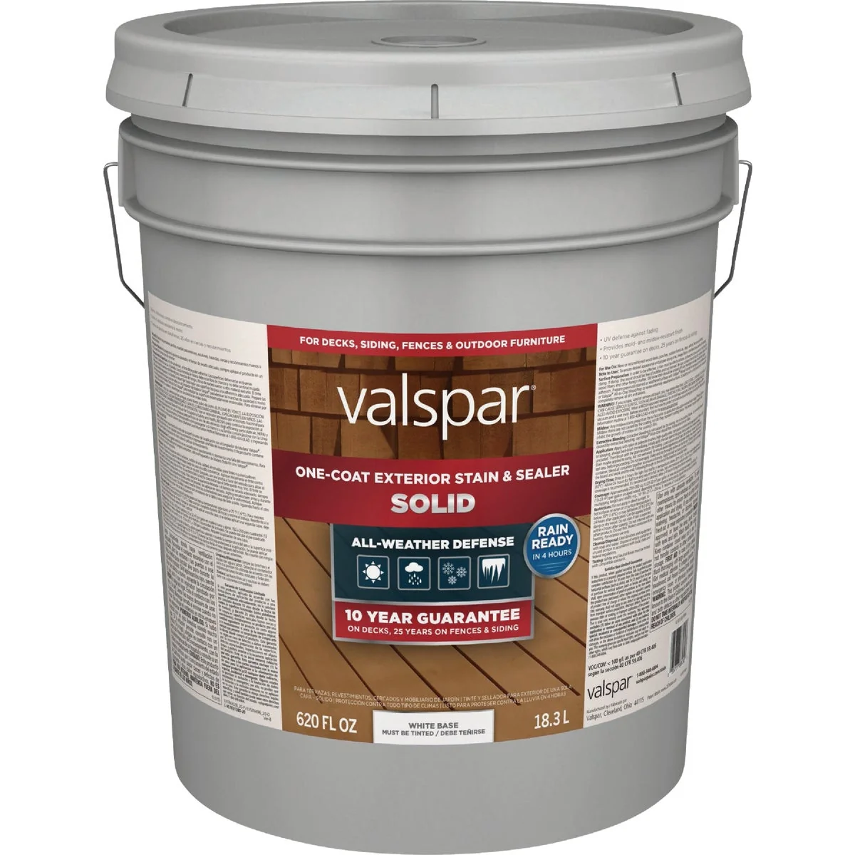 Top-Quality Valspar Solid Deck Stain White Tint Base 5 Gal. World-Class