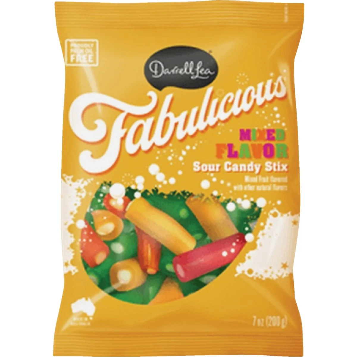 Classic Darrell Lea Fabulicious 7 Oz. Sour Mixed Flavor Stix Expertly Made