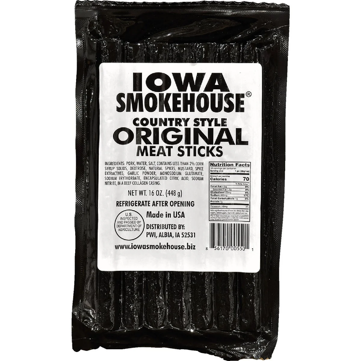 Official Iowa Smokehouse 16 Oz. Country Style Bacon Meat Stick User-Friendly