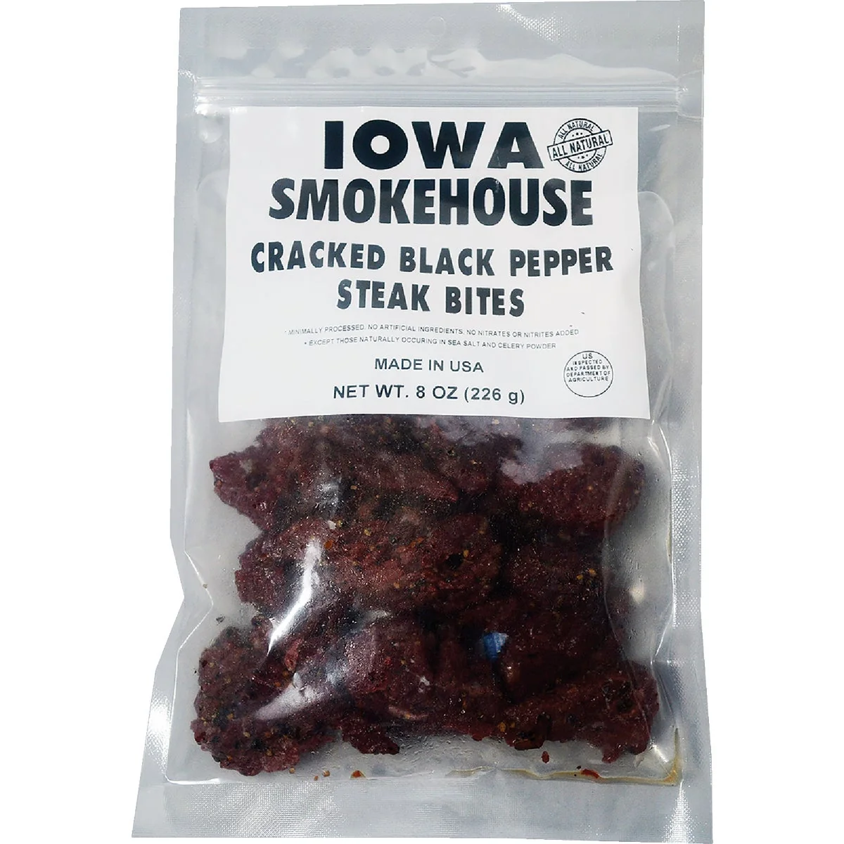 Clean Iowa Smokehouse 8 Oz. Cracked Black Pepper Steak Bites Reusable
