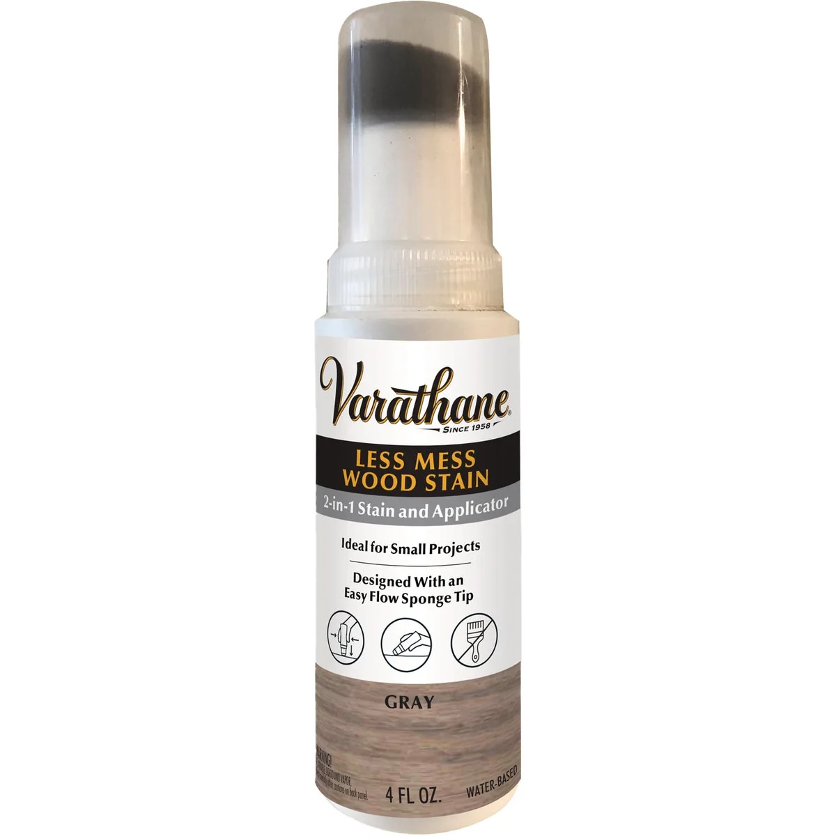 Reusable Varathane Less Mess Gray Water-Based Interior Wood Stain 4 Oz. Traditional