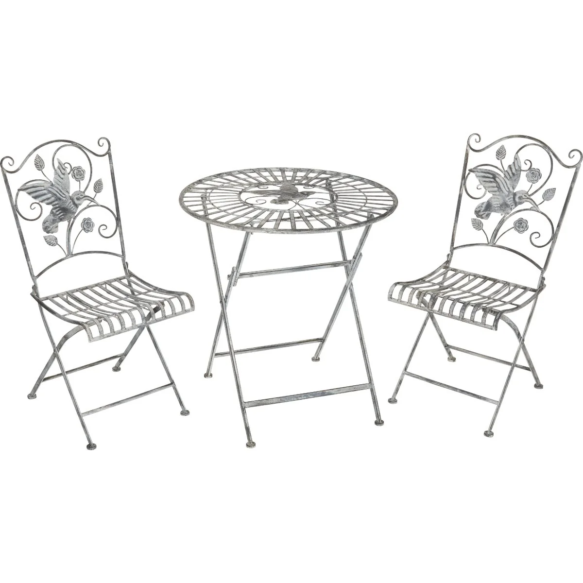 Carefully Designed Alpine 3-Piece Hummingbird Foldable Floral Bistro Set Exceptional