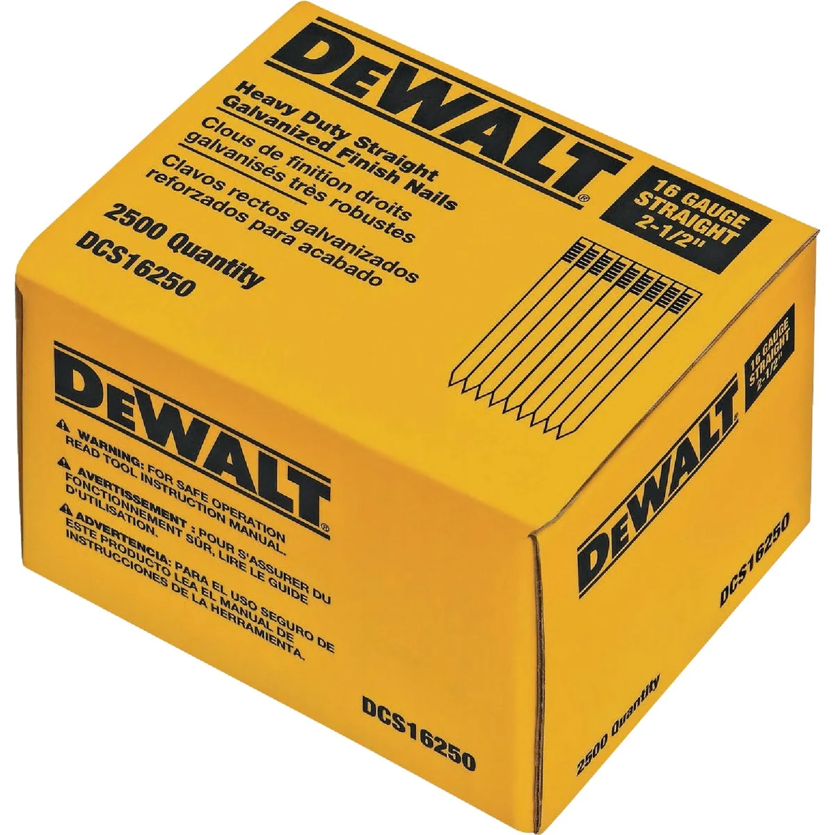 Crafted DEWALT 2-1 2 In. 16-Gauge Galvanized Straight Finish Nails 2500 Ct. Environmentally Friendly