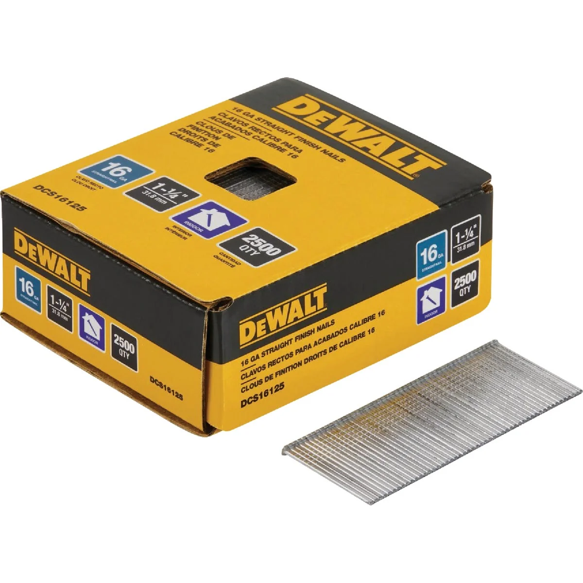 Traditional DEWALT 1-1 4-In. 16-Gauge Galvanized Straight Finish Nails 2500 Ct. Reliable
