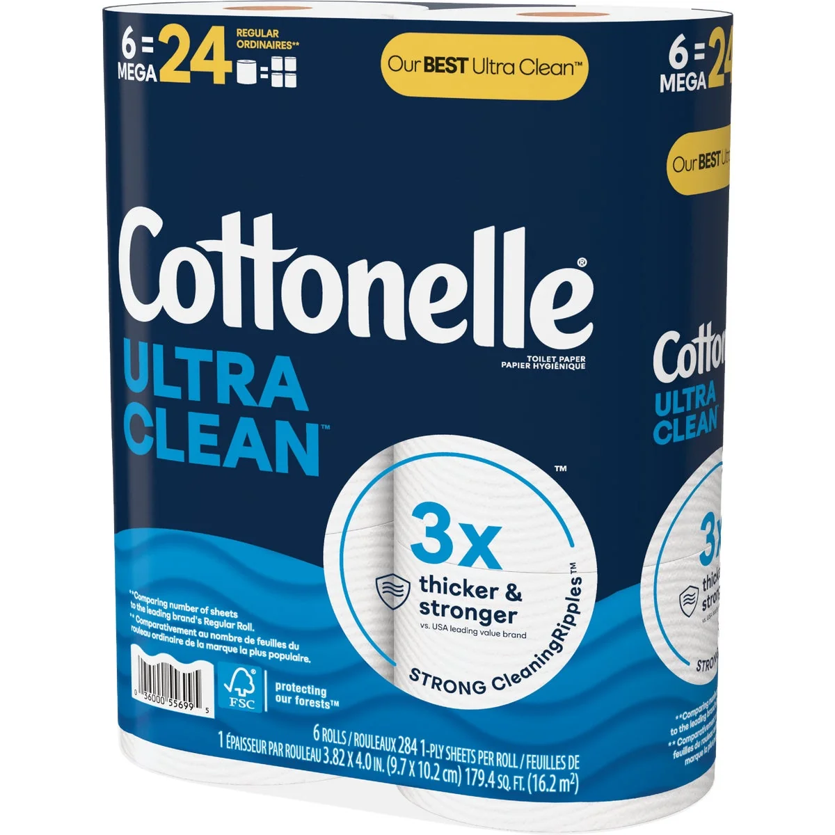 Top-Quality Cottonelle Ultra Clean Strong Toilet Paper 6-Mega Rolls Unique