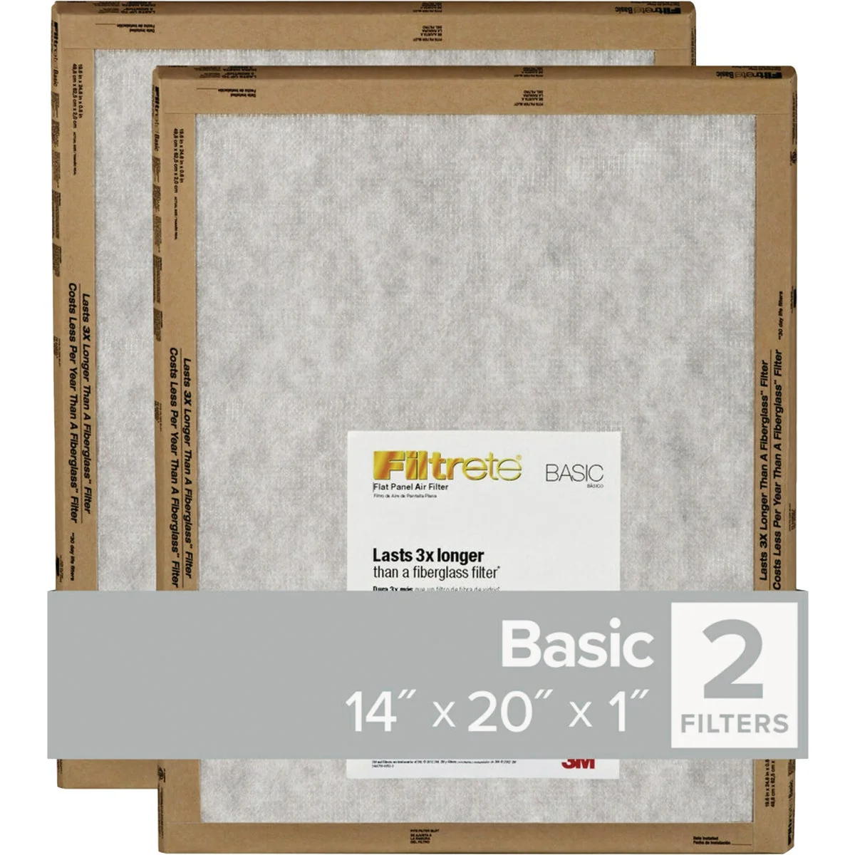 Stylish Filtrete 14 In. x 20 In. x 1 In. Basic MPR Flat Panel Furnace Filter MERV 2 2-Pack Casual