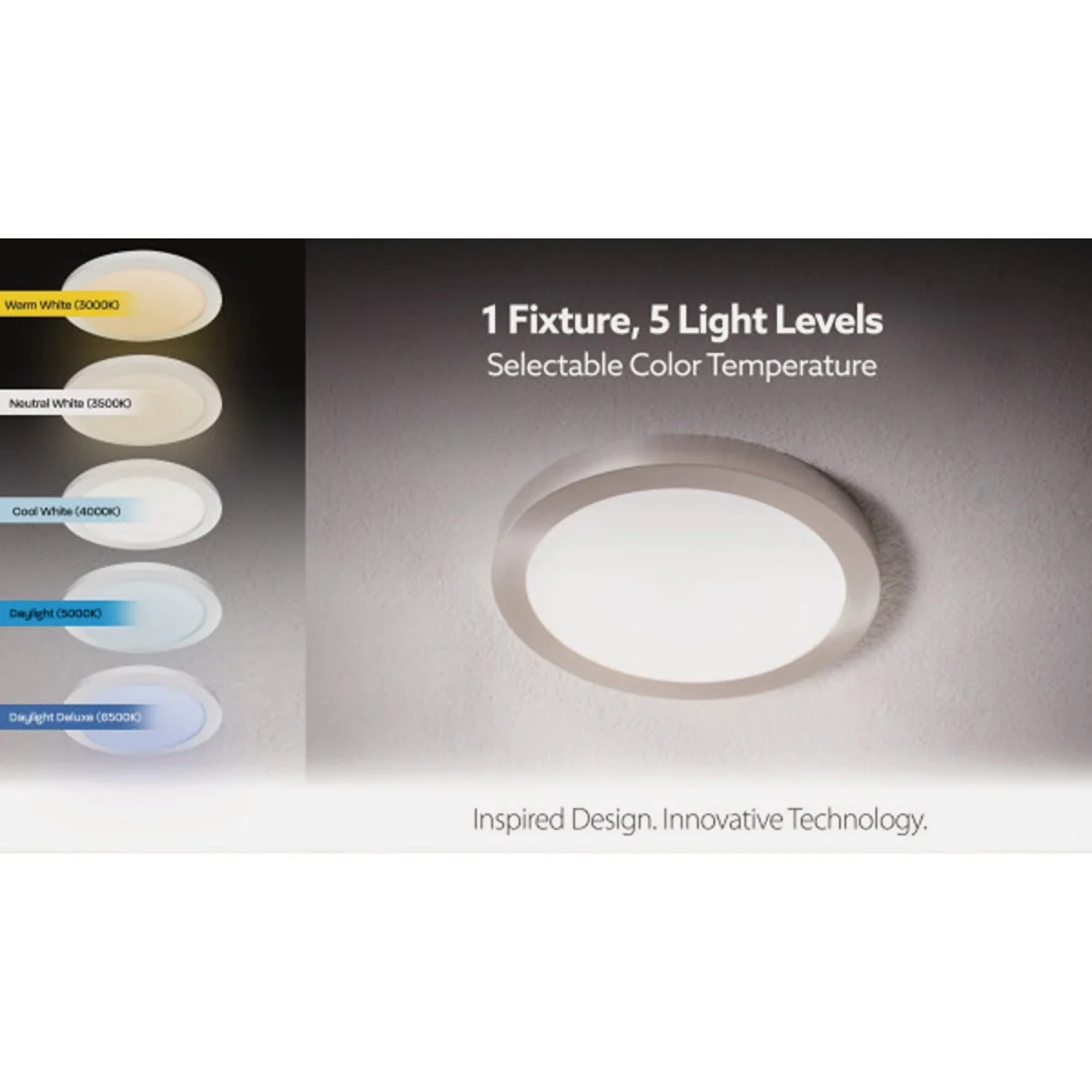 Verified Feit Electric Edge-Lit 11 In. White Round 6-Way LED Flush Mount Light Casual
